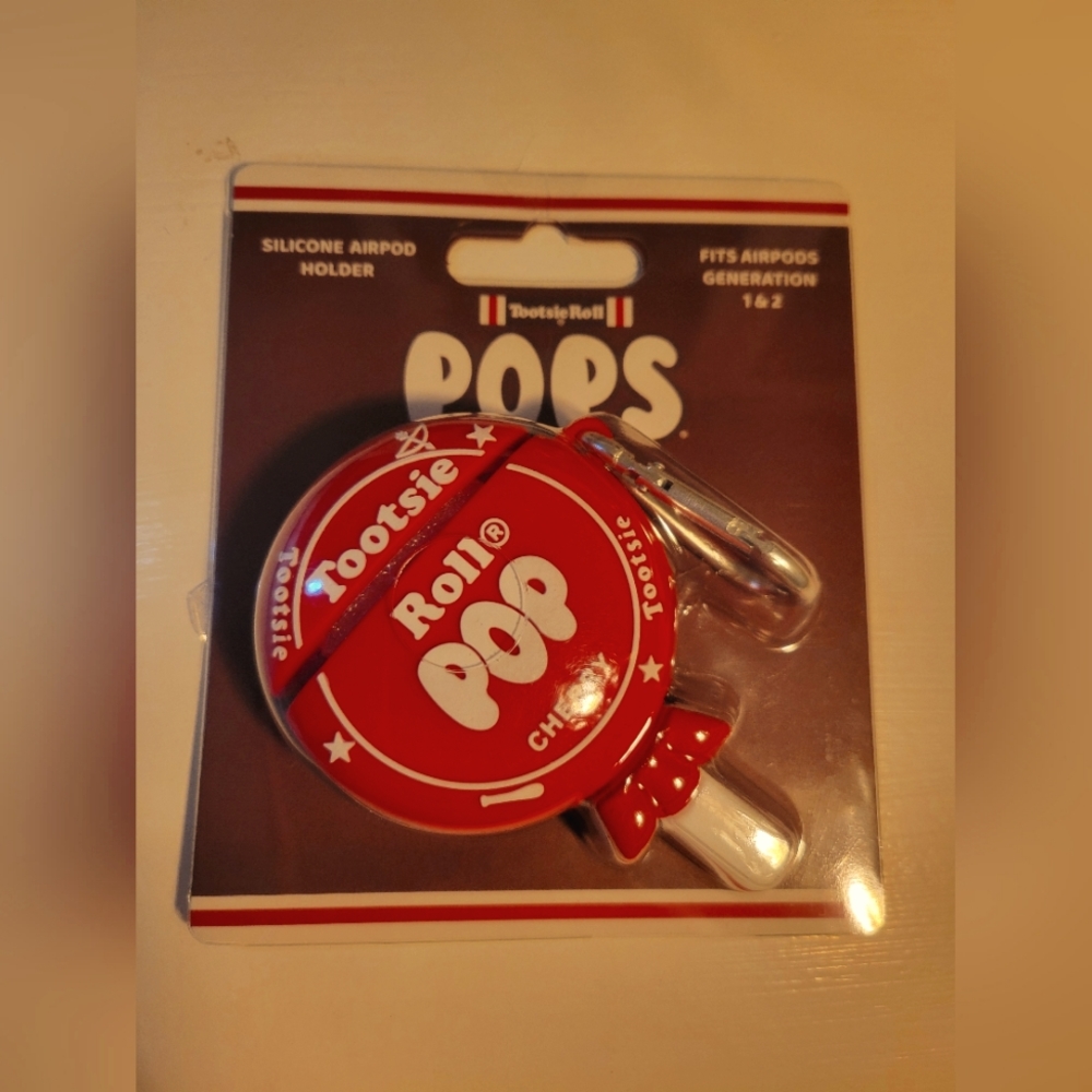 TOOTSIE ROLL POP Silicone AIRPOD CASE HOLDER  1 & 2nd Generation Cherry Red